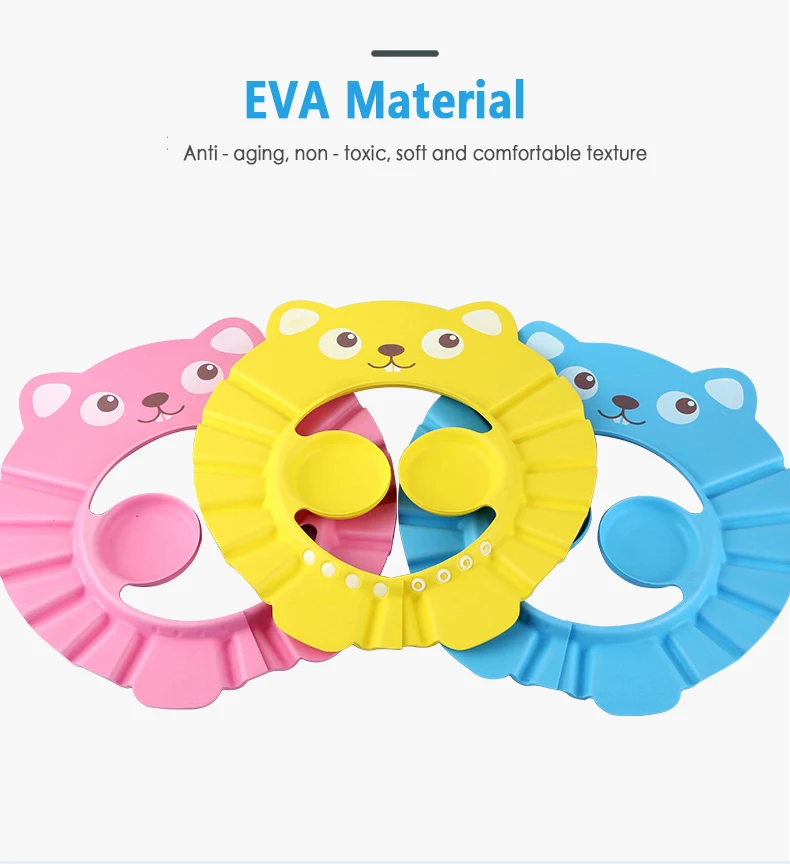 

2021 NEW Baby Shower Cap Cartoon Waterproof Shampoo Cap Adjustable Safe Wash Hair Shield Kids Toddler Bath Hat Protect Eyes Ears