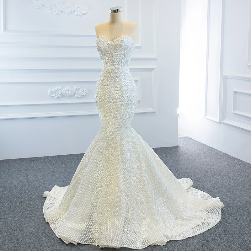 J66660 JANCEMBER Full Body Heavy Hand Embroidered Mermaid Wedding Dress 2021 Sweetheart Sleeveless Sequined