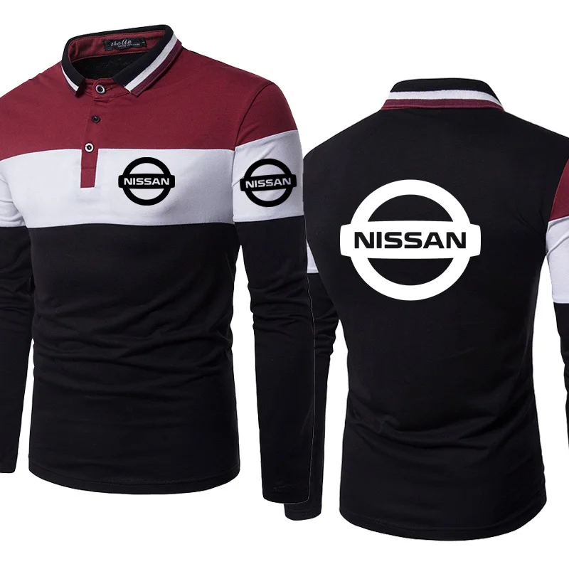 Рубашка поло мужская хлопковая Повседневная модная кофта с принтом логотипа NISSAN