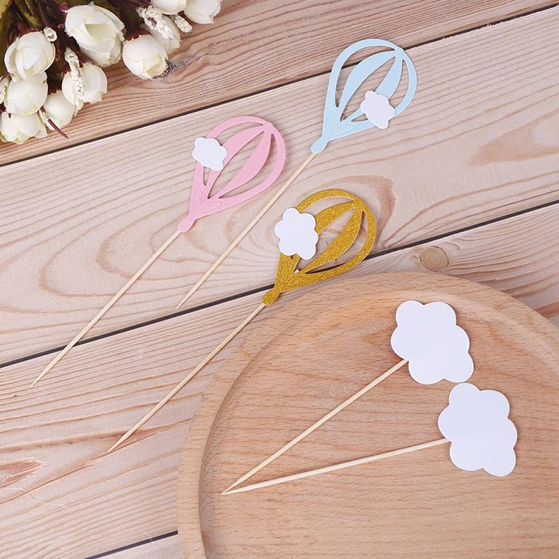 

20 Pieces Cloud Hot Air Balloon Cake Cupcake Toppers Muffin Food Fruit Picks Baby Shower Birtay Party Favors Supplies