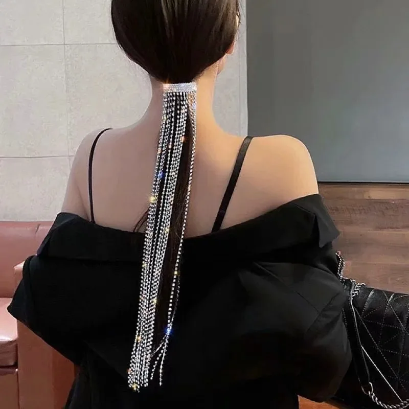 

Full Rhinestone Hairpins for Women Bijoux Long Tassel Crystal Hair Accessories Wedding Banquet Jewelry Hairpins for Hair Women