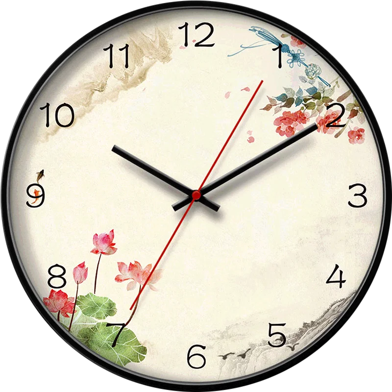 

Round Art Wall Clock Living Room Metal Silent Creative Wall Watch New Chinese Style Single Face Montre Mural Home Decor EF50WC