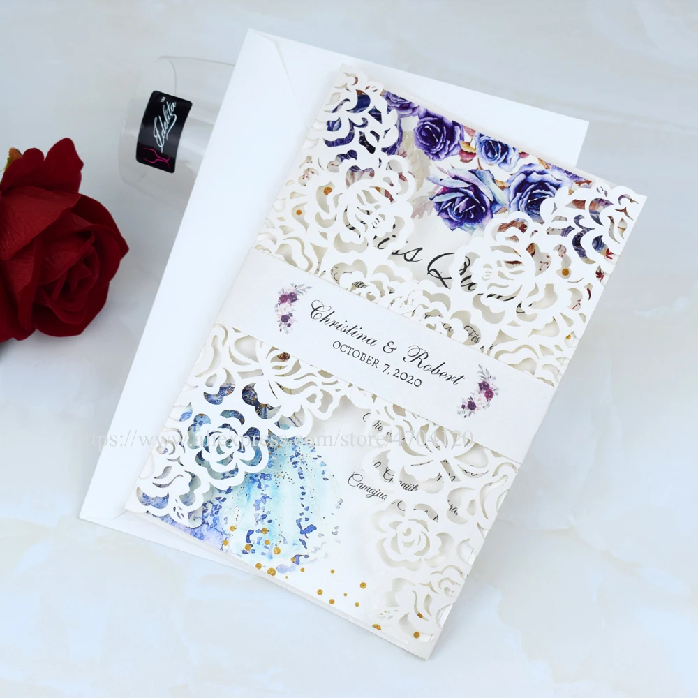 50 шт. свадебные приглашения цвета слоновой кости с лазерной огранкой для Бальные