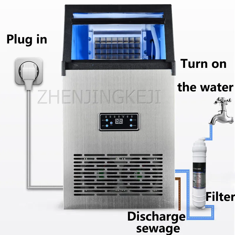 110 в/220 в 80 кг большая машина для льда коммерческое умное быстрое оборудование из