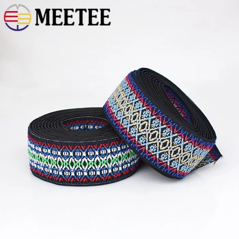 3 метра 5-6 см эластичная лента в этническом стиле жаккардовая декоративная