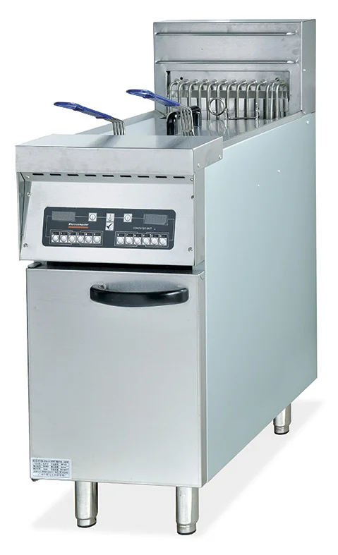 

Commercial Freestanding Electric 1-Tank 2 Basket Fryer with timer
