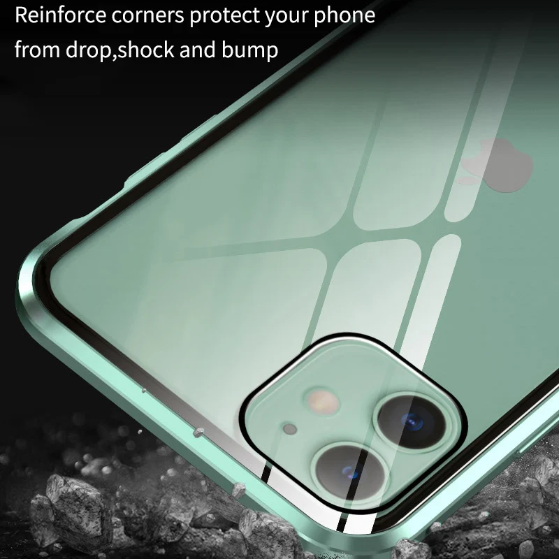 Защищающий от подсматривания магнитной адсорбции чехол для iphone 11 Pro Max Магнит двухсторонняя, для стекла чехол для iphone 11 обложки iphone 11 корпус под плетенную сумку