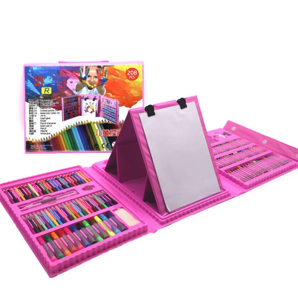 208 шт Набор для рисования детей масляные краски кисть кисти элементарная ручка