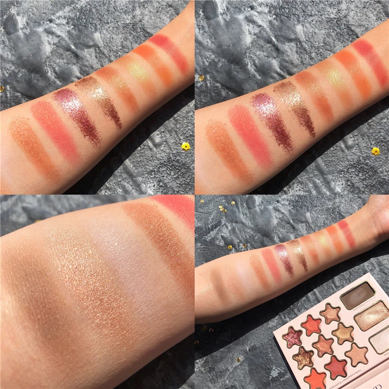 Палитра теней для век 12 цветов блестящие мерцающие матовые тени