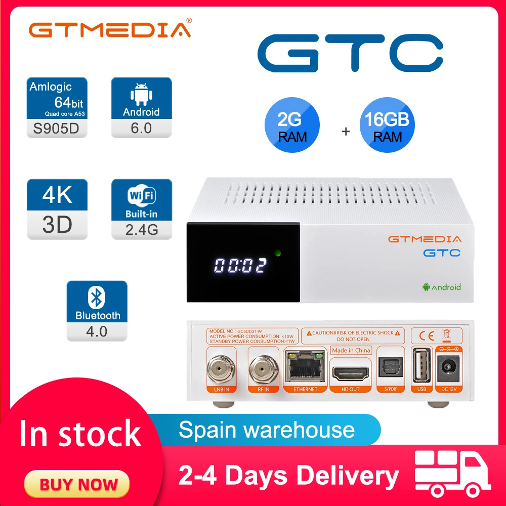 ТВ-приставка GTMEDIA GTC 4K Android 2 ГБ + 16 Гб | Электроника