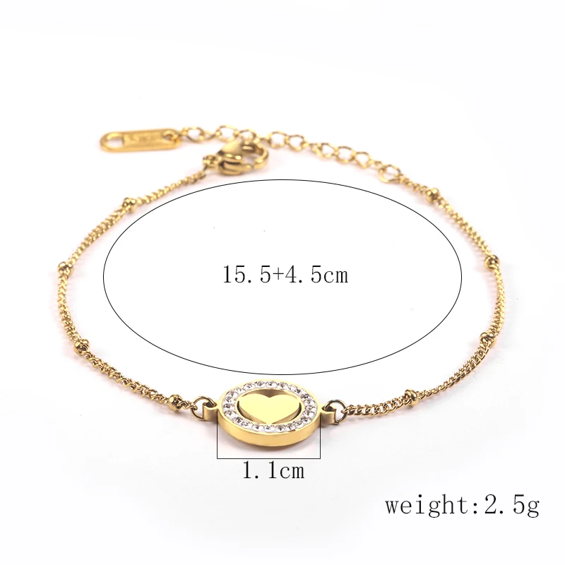 

bracelets for women heart crystal chain stainless steel bracelet women accessories gold couple jewelry