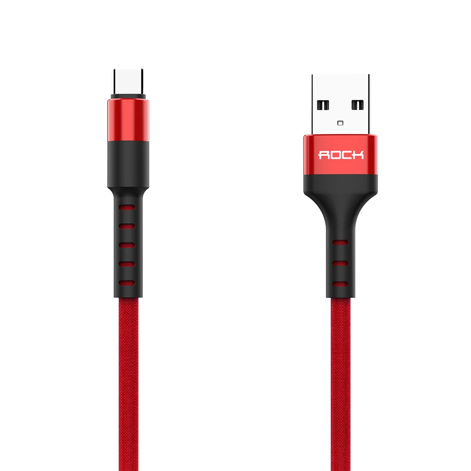 ROCK usb type-C кабель для samsung S9 S8 QC 3,0 Быстрая зарядка type-C провод для мобильного телефона USB C шнур для Xiaomi Redmi Note 7 8 10 - Цвет: Красный