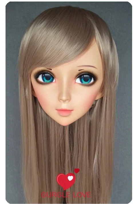 

(DM177) Милая девочка резиновая полуголовая маска кигуруми с BJD глазами Косплей японское аниме ролевая маска Лолиты Трансвестит кукла