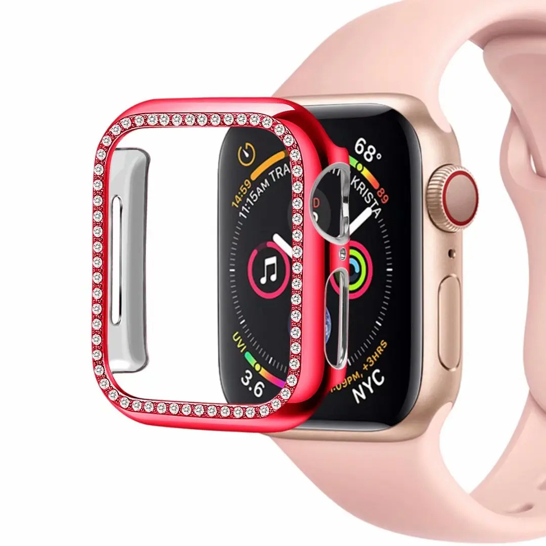 Жесткий чехол из поликарбоната для Apple Watch 4, 5, 40 мм, 44 мм, блестящая Алмазная рамка, защитный бампер для iWatch серии 3, 2, 1, 38 мм, 42 мм, оболочка