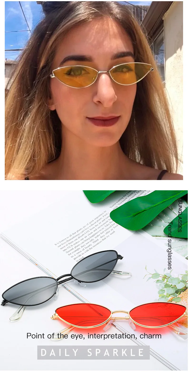 Cute Sexy Ladies Cat Eye Sunglasses Women Metal Frame Fashion Vintage Gradient Sun Glasses For Female UV400 Shades