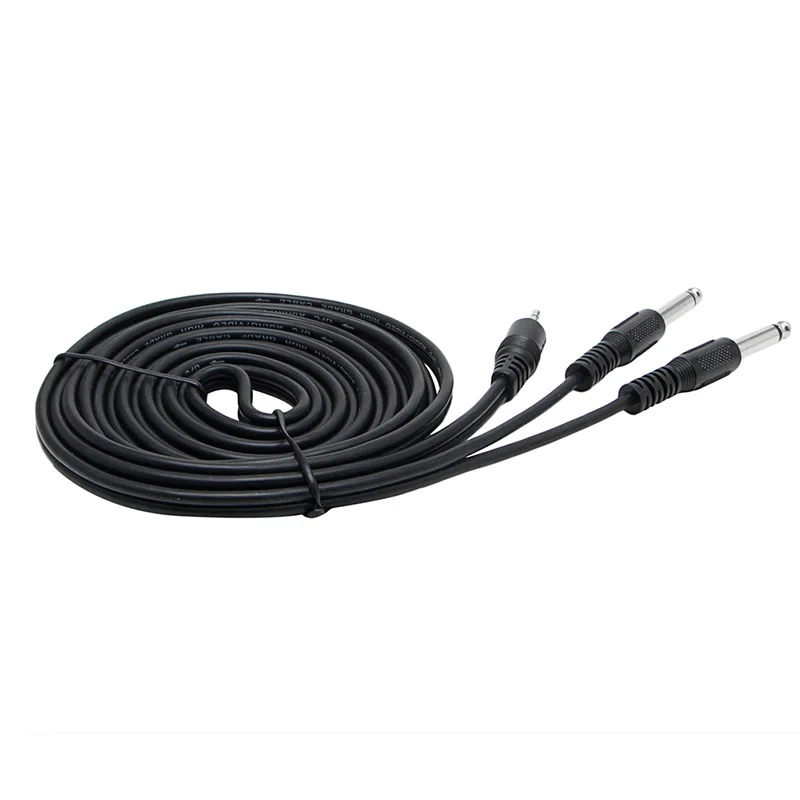 Double 6.35mm Male 1/4&quot Mono Jack to Stereo 1/8&quot 3.5mm Cable Cord | Электроника
