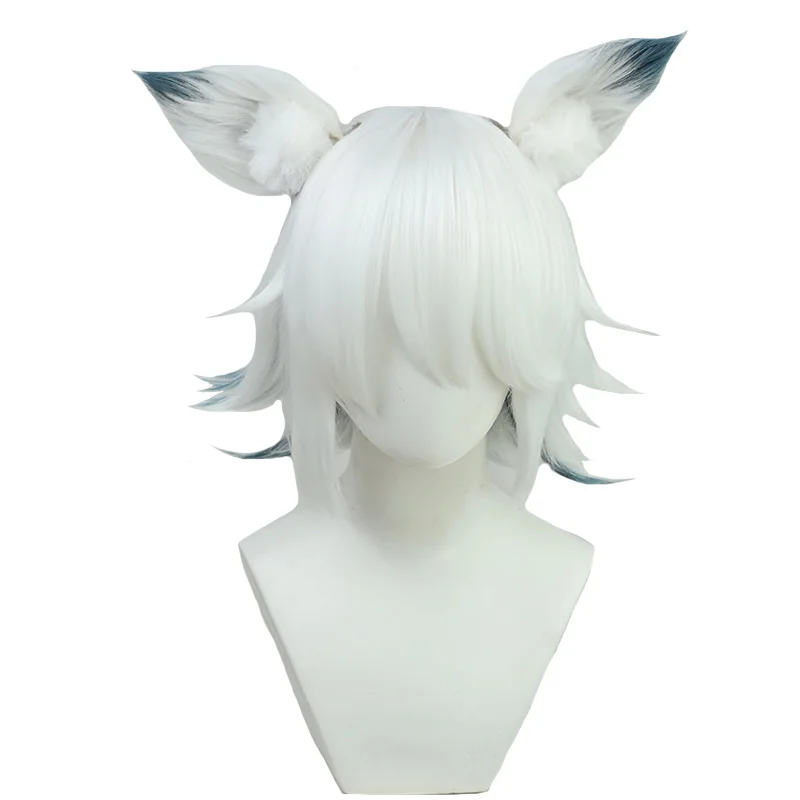

Косплей-парик Kitsune Saiguu, игра Genshin Impact Saiguu Kitsune, короткие белые градиентные волосы с ушками, Хэллоуин, вечеринка, ролевая игра