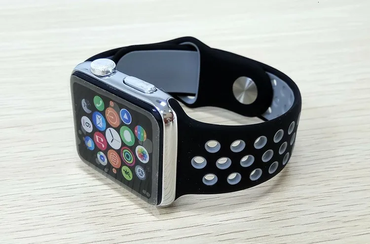 FOHUAS бренд Кремния спортивный ремешок красочный наручный ремешок для Apple Watch, 38, 42 мм черный/Вольт браслет Watch Series 2 и 1 наручных часов iwatch, ремешок для часов