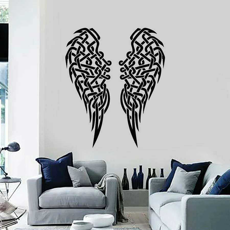 

Angel Wings Wall Decal Feathers Weaving Knot Home Interior Decor for Bedroom Living Room Nursery Vinyl Wall Stickers Art S1186