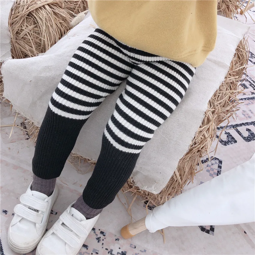 2019 г. новые штаны в полоску для маленьких девочек на осень и зиму облегающий