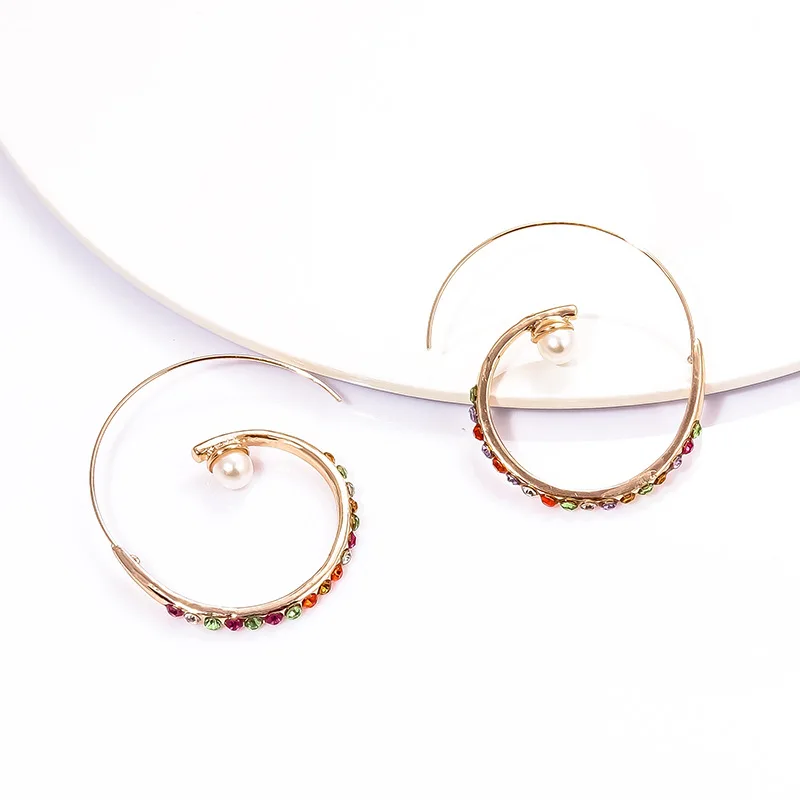 Женские серьги в этническом стиле большие круглые серьги-стразы полукруглые с