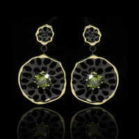 fashionable simple dangle earrings for women black gold filled tungsten green cubic zirconia vintage drops earrings wedding band