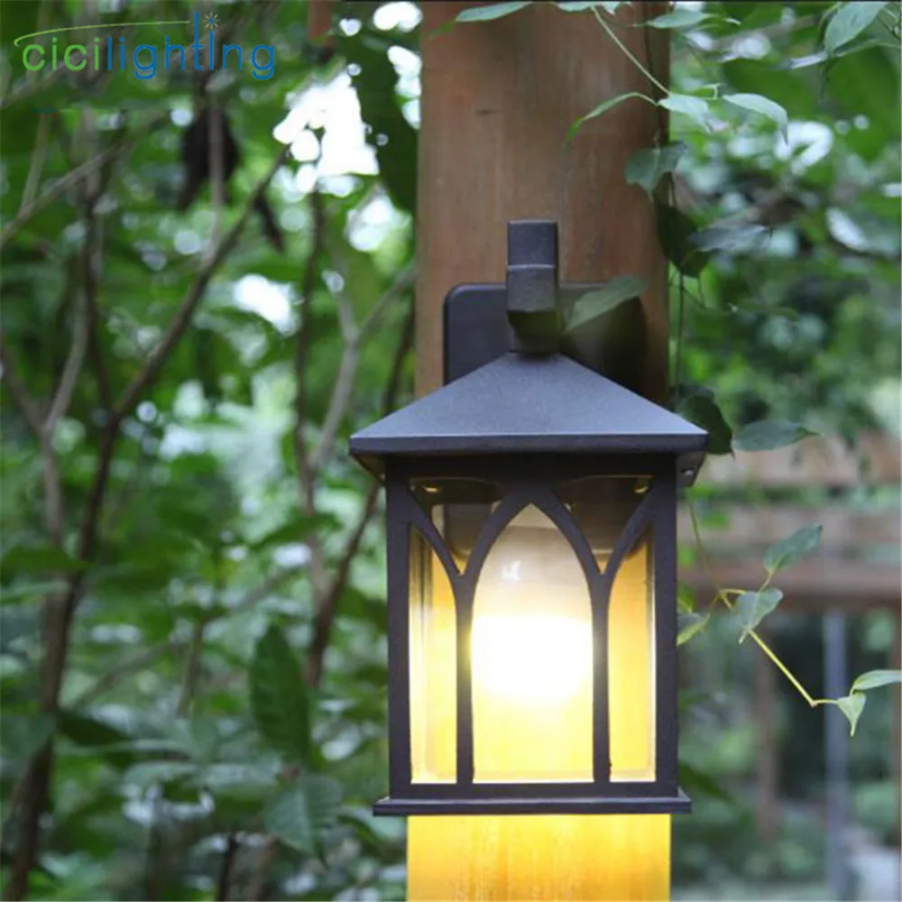 Материя черный E27 лампа для крыльца Уличный настенный светильник