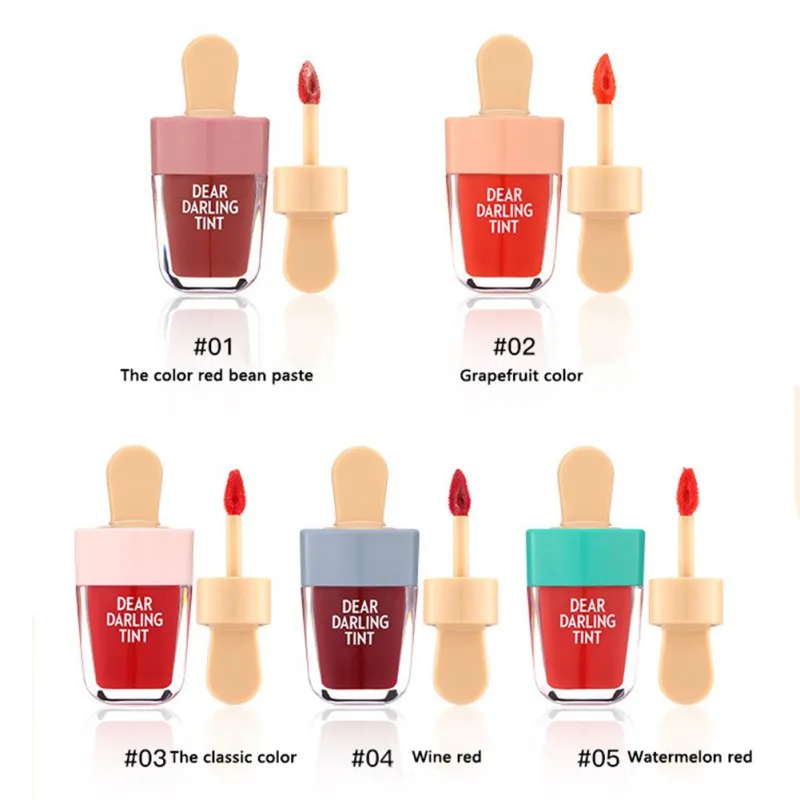 5 цветов Мороженое губ глазури Водонепроницаемый жидкая помада Губы татуировки