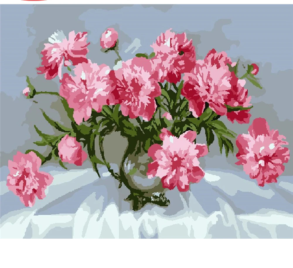 

CraftArtGo Painting By Numbers Flower painting On Canvas HandPainted Gift Picture By Number Waterfall Kits Home Decoration