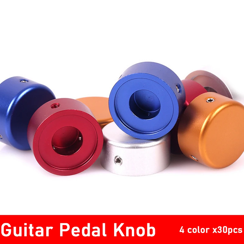 

30pcs Multi Color Electric Guitar Pedal Foot Nail Cap Foot Switch Knob Guitar Effect Foot Knob with Wrench and Screws