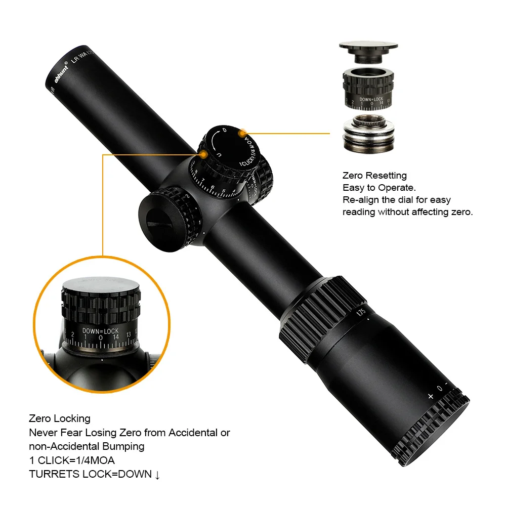 Ohhunt LR WA 1,75-10X24 ИК Компактный Охотничий Прицел Тактическое Стекло Травленая Сетка С Красной Подсветкой Башни Замок Сброс Прицел