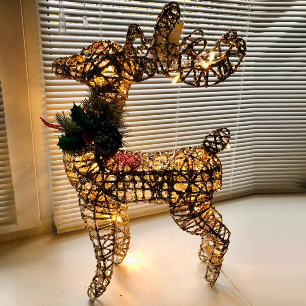 

30 40 50 CM Christmas Decoration Ornaments Gold Deer Elk Led Light Christmas Tree Scene Room House Navidad New Year Decoration
