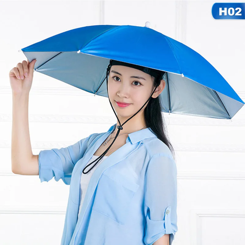 

Outdoor Umbrella Hat Novelty Foldable Sun Day Rainy Day Hands Free Rainbow Folding & Waterproof Multicolor Hat Cap