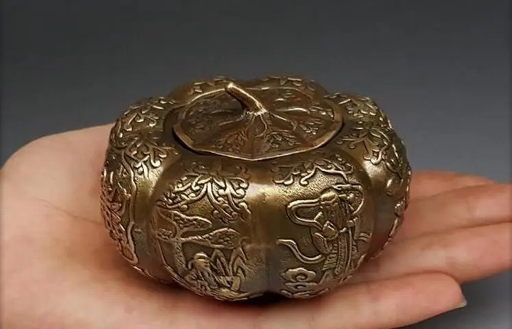 Ремесла античная медь горшок Тыква фукууджу бак для хранения домашнего