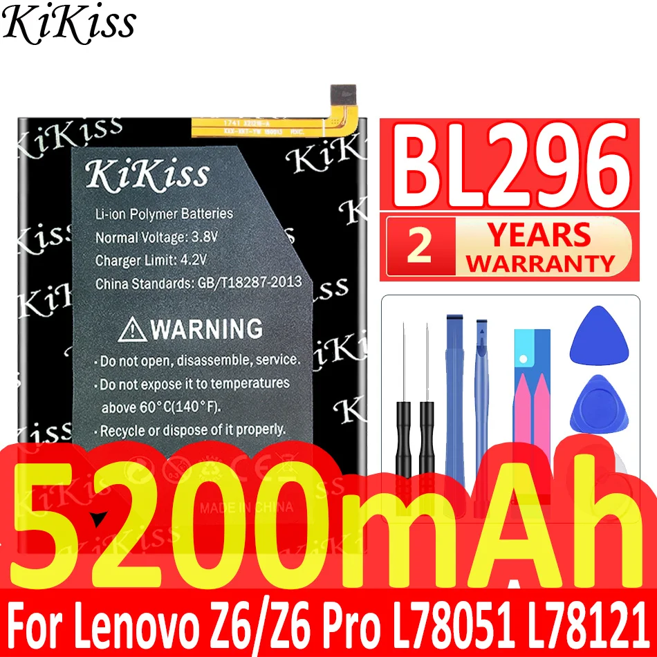 

5200mAh KiKiss Powerful Battery BL296 For Lenovo Z6 L78121 Z6pro/Z6 Pro L78051 BL 296 BL-296 Batteries + Free Tools