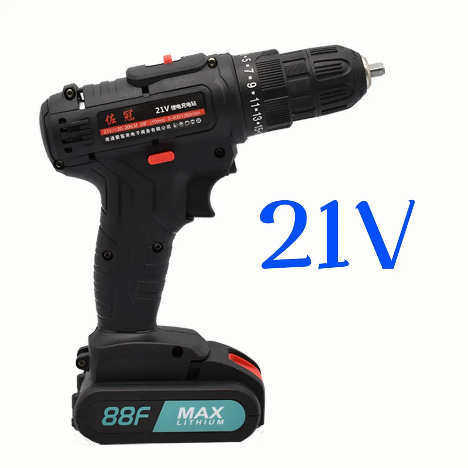 

21V Plus Hand Electric Drill Double Speed Mini Wireless Screwdriver Rechargable High Quality 18650 Lithium Battery Drill