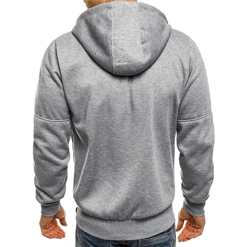 

Men's autumn casual sweatshirt fashion hip-hop hooded jacket men's solid color fleece zipper jacket
