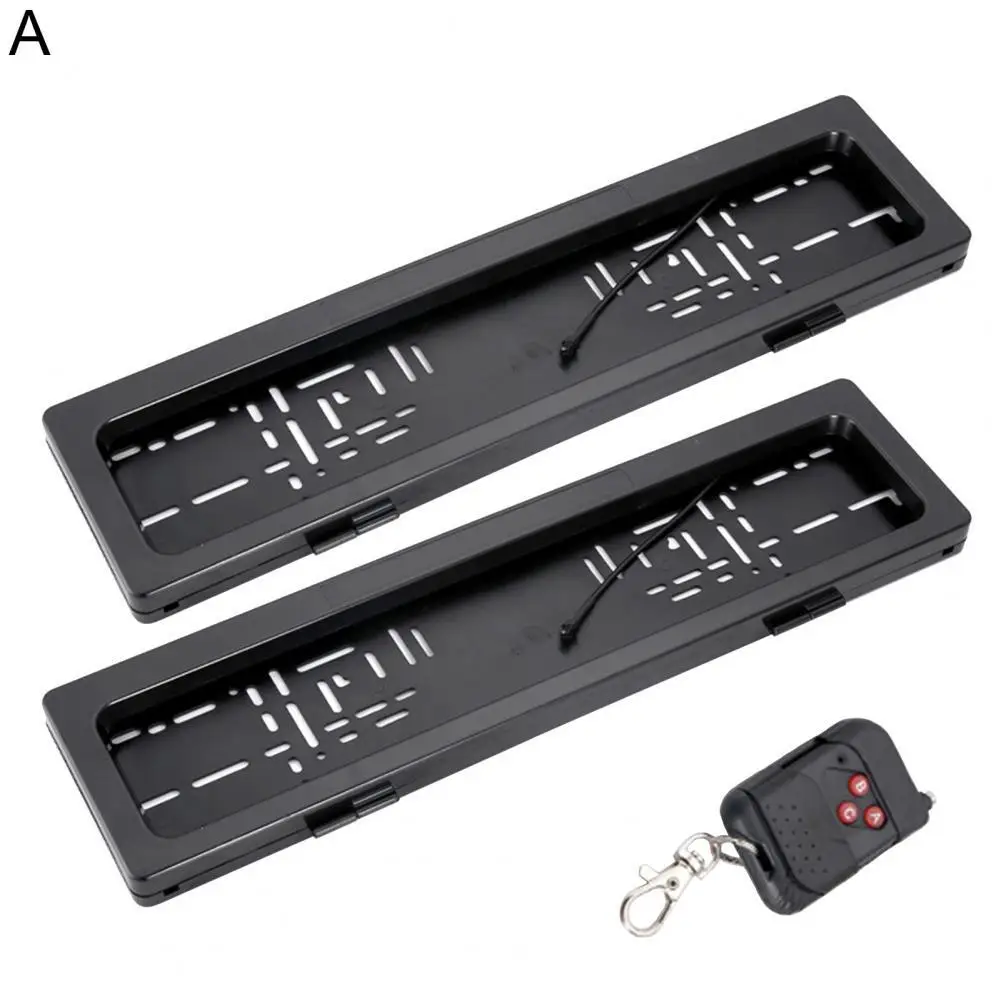 2Pcs Front Rear License Plate Frame Roller Shutter Electric Remote Control License Plate Holder for European Electric License
