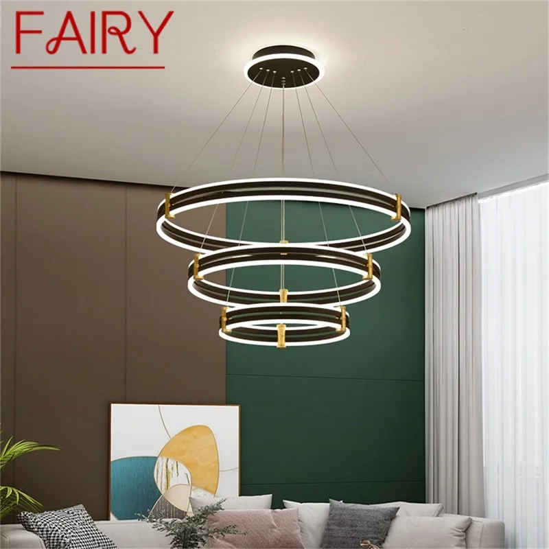

FAIRY Nordic Pendant Lights Contemporary Black Luxury Round LED Lamp Fixture For Home Decoration