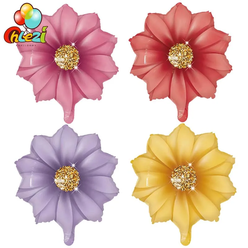 

4Pcs SunFlower Flower Foil Balloons Red Rose Purple Yellow Daisy Birthday Party Shower Globos Valentine's Day Wedding Decoration