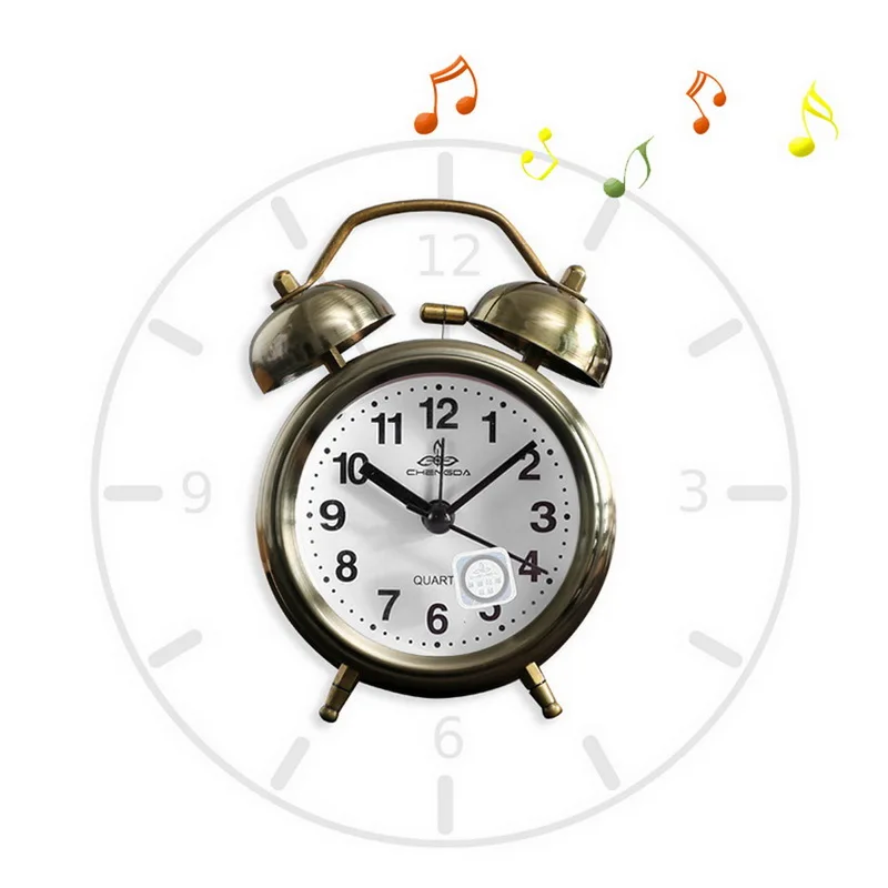 Будильник винтажный Ретро тихий указатель часы Круглый номер двойной громкий