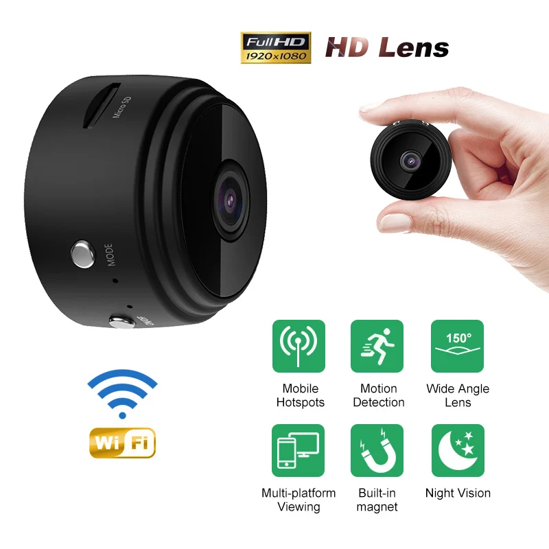 

Беспроводная домашняя камера 1080P HD с функцией ночного видения, видеоняня, Wi-Fi, совместима с iOS/Android