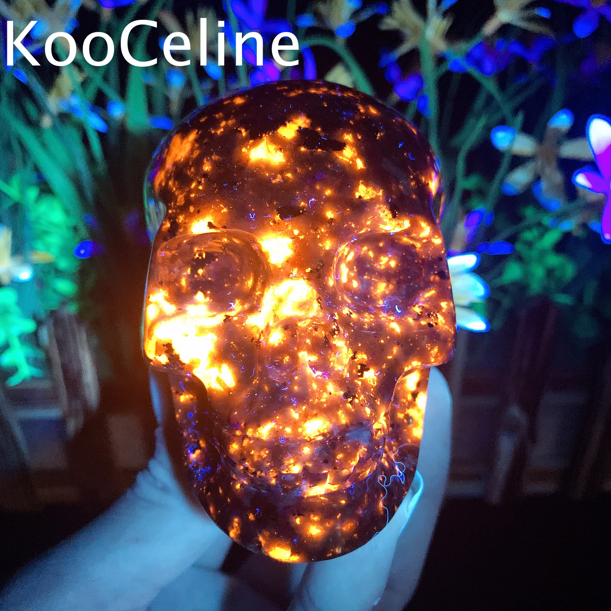 

1pc Natural Crystal Quartz Yooperlite Skull Carving Freeform Energy Reiki Healing Stone Aquarium Decoration Accessories Gemstone