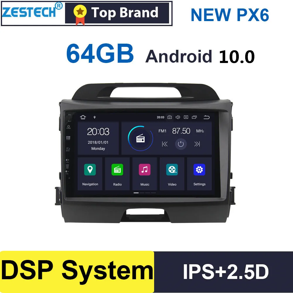 Android 10 0 IPS 2.5D 9 &quotGPS Радио автомобильный DVD плеер для Kia Sportage 2010 2015 Головной блок GPS