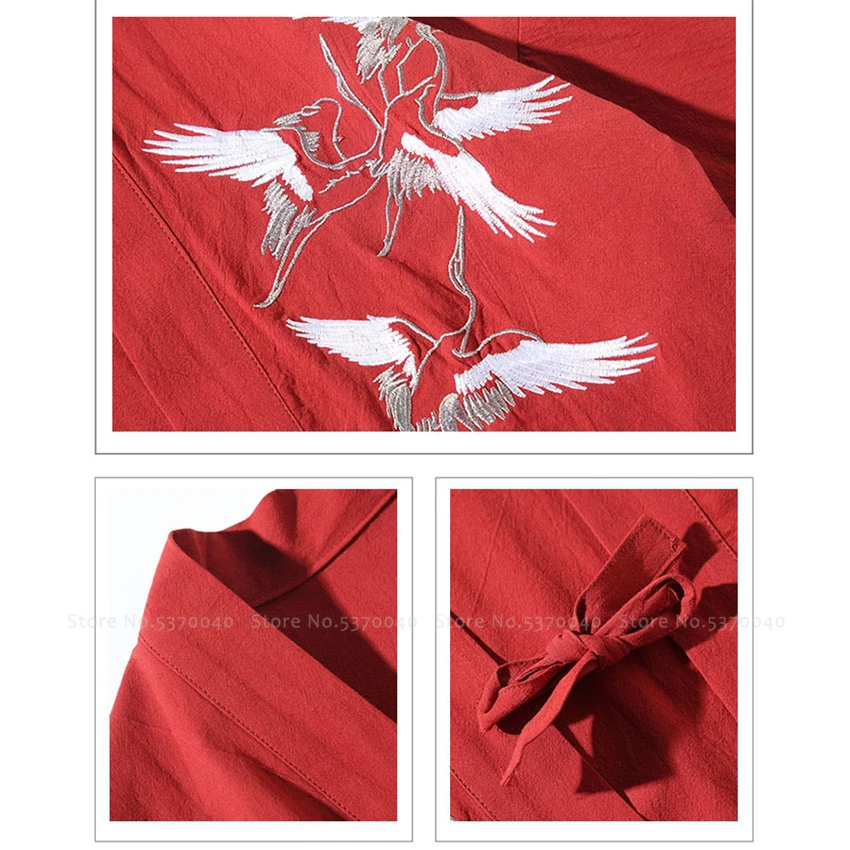 Кимоно в японском стиле халат Haori с традиционным принтом журавль Азиатский