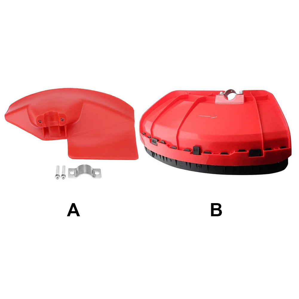 

Red Garden Tools Protection Baffle Block Grass Trimmer Shield Durable With Clamp Plate Brush Cutter Guard For 26 28mm Dia. Shaft