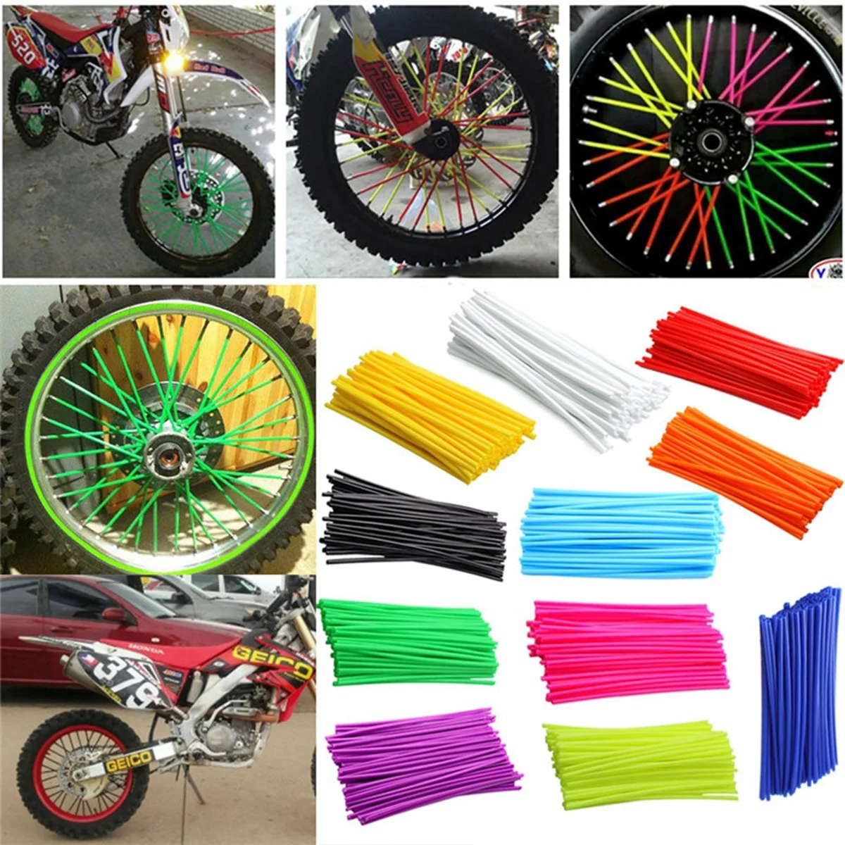 75 шт. велосипедных спиц скины обложки украшения мотоцикл Скутер Dirt Bike MTB обода