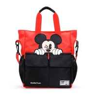 disney mickey minnie mouse cartoon bag waterproof nylon large capacity handbag crossbody shoulder bag girl boy school bag