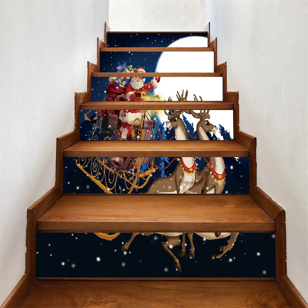 Рождественские Роскошные 3D имитация лестницы наклейки водонепроницаемые