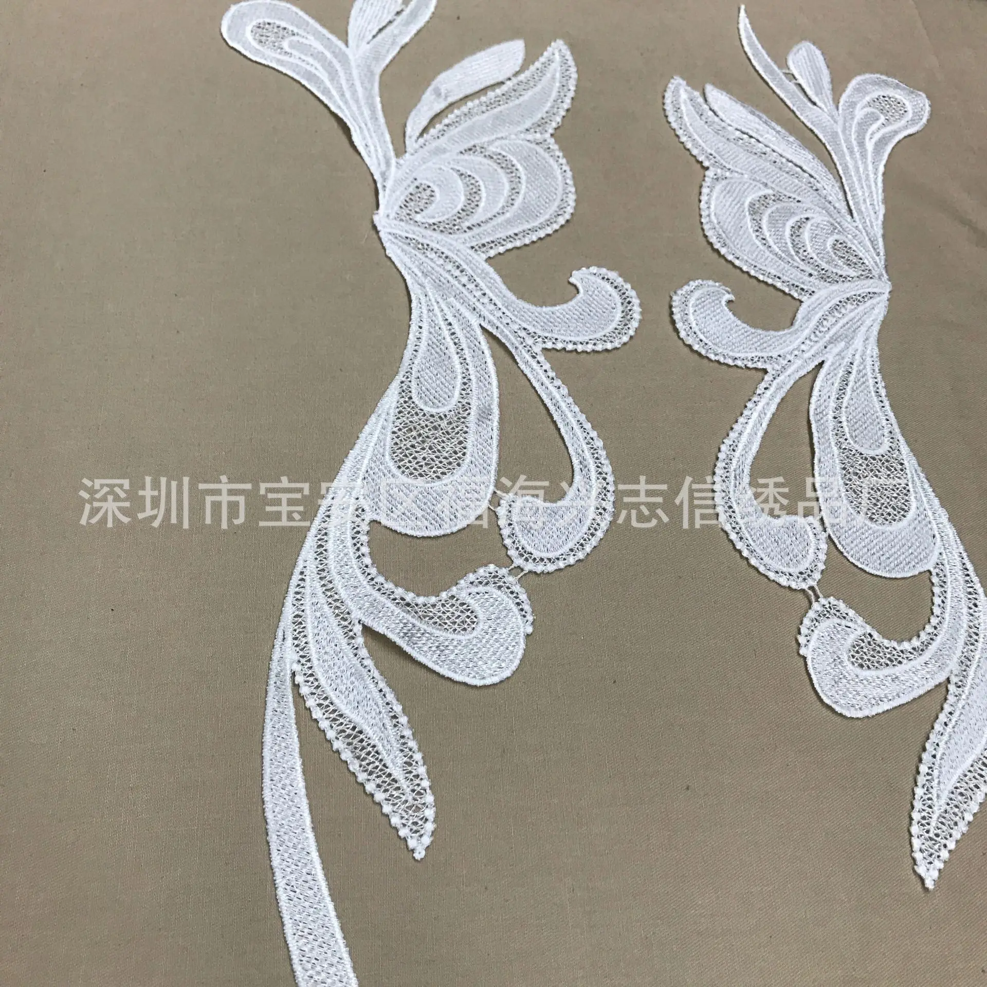 1 пара/16X61 см Кружевная аппликация длинный вырез воротник вышивка кружевная